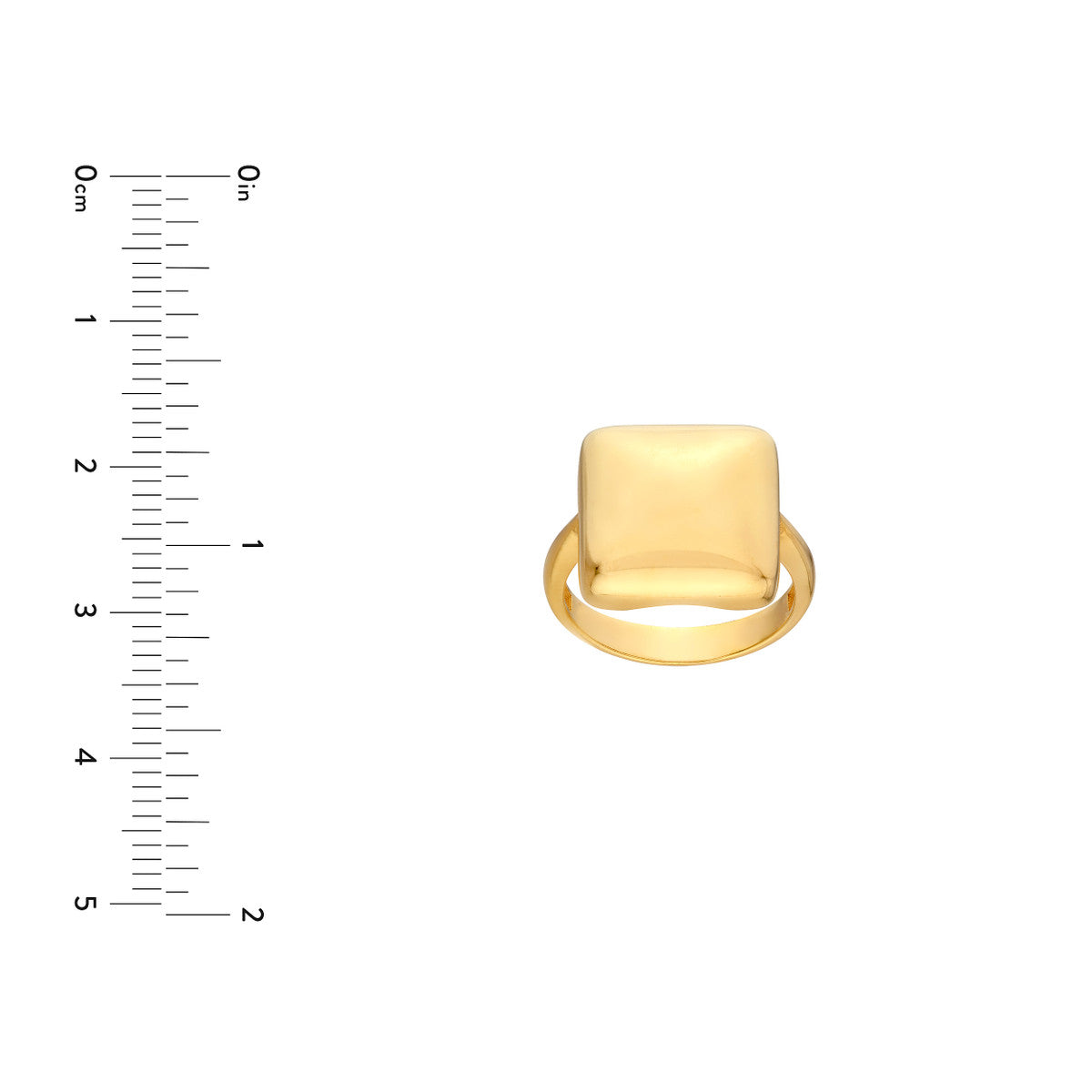 14K Yellow Gold Puffy Rectangle Ring