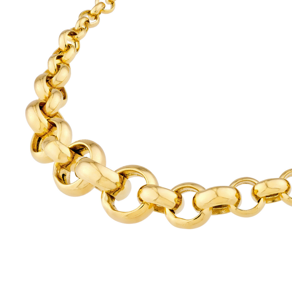 14K Yellow Gold Hollow Graduated Round Link Bracelet