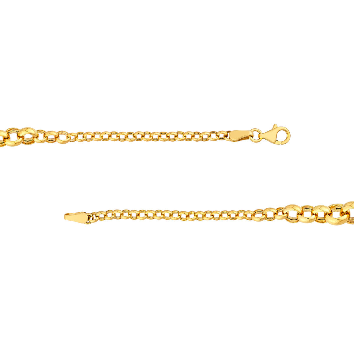 14K Yellow Gold Hollow Graduated Round Link Bracelet