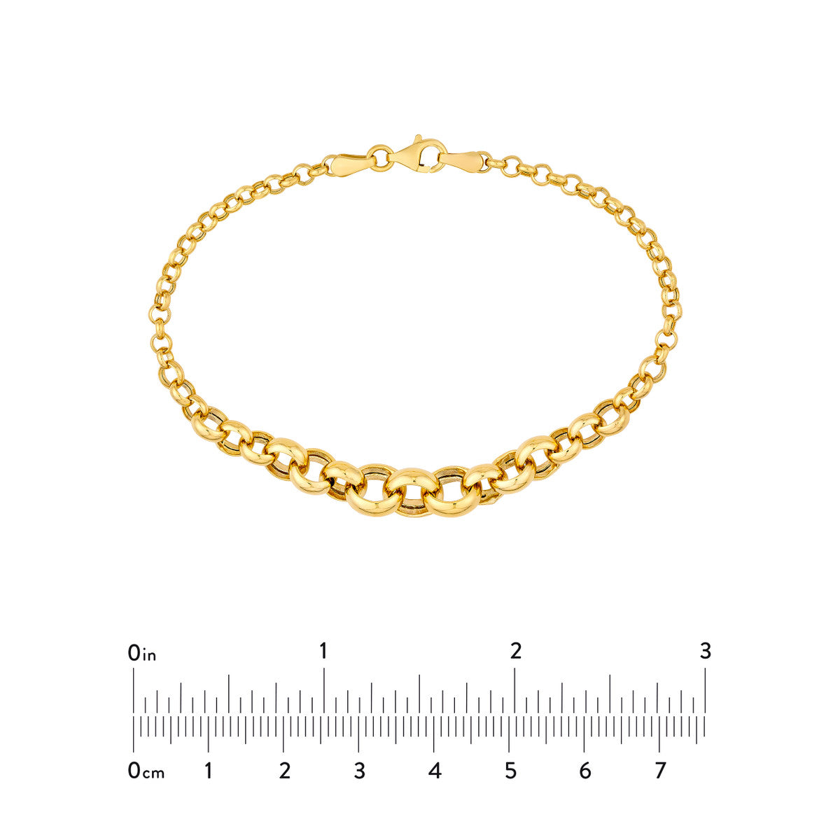 14K Yellow Gold Hollow Graduated Round Link Bracelet