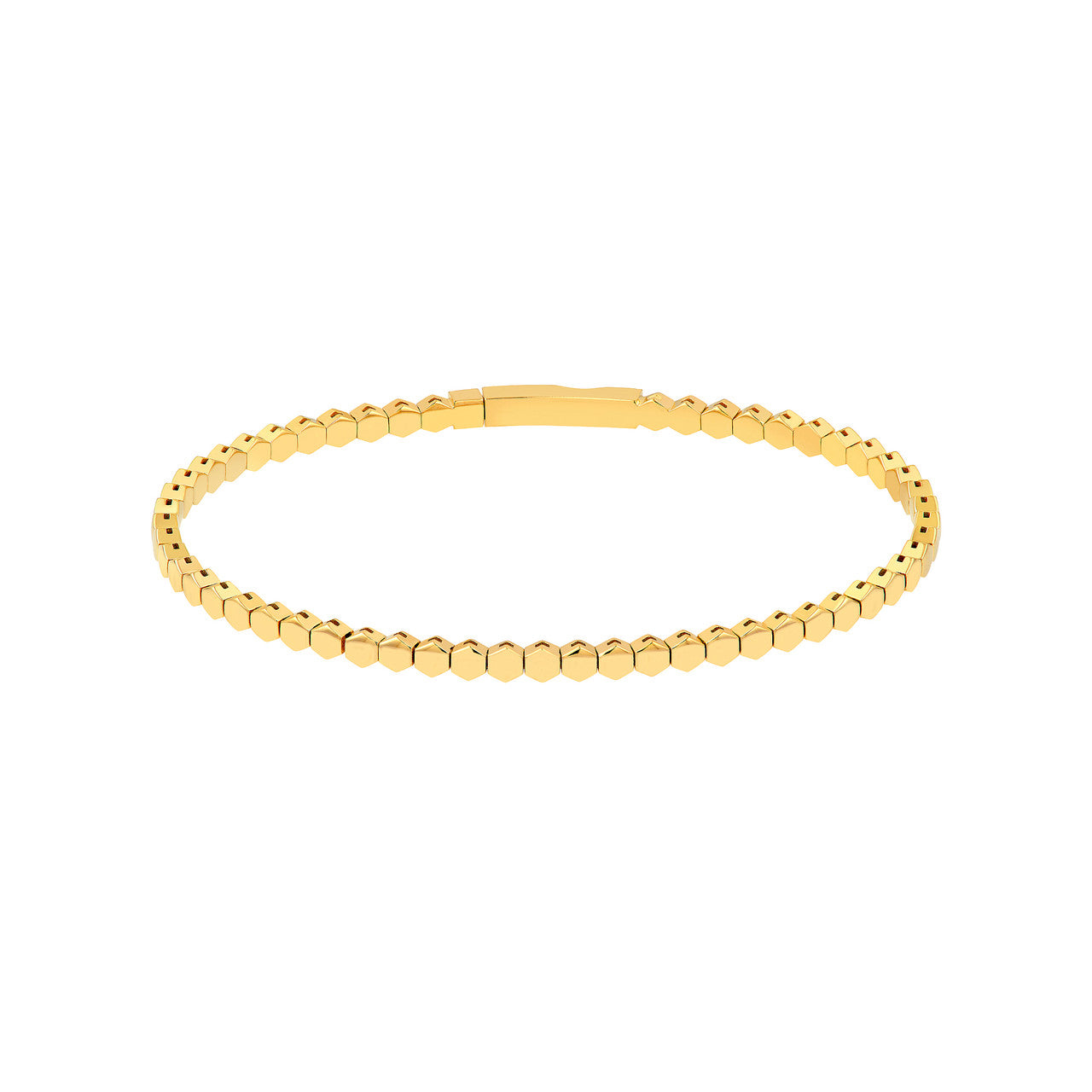 14K Yellow Gold Hexagonal Link Flexible Bracelet