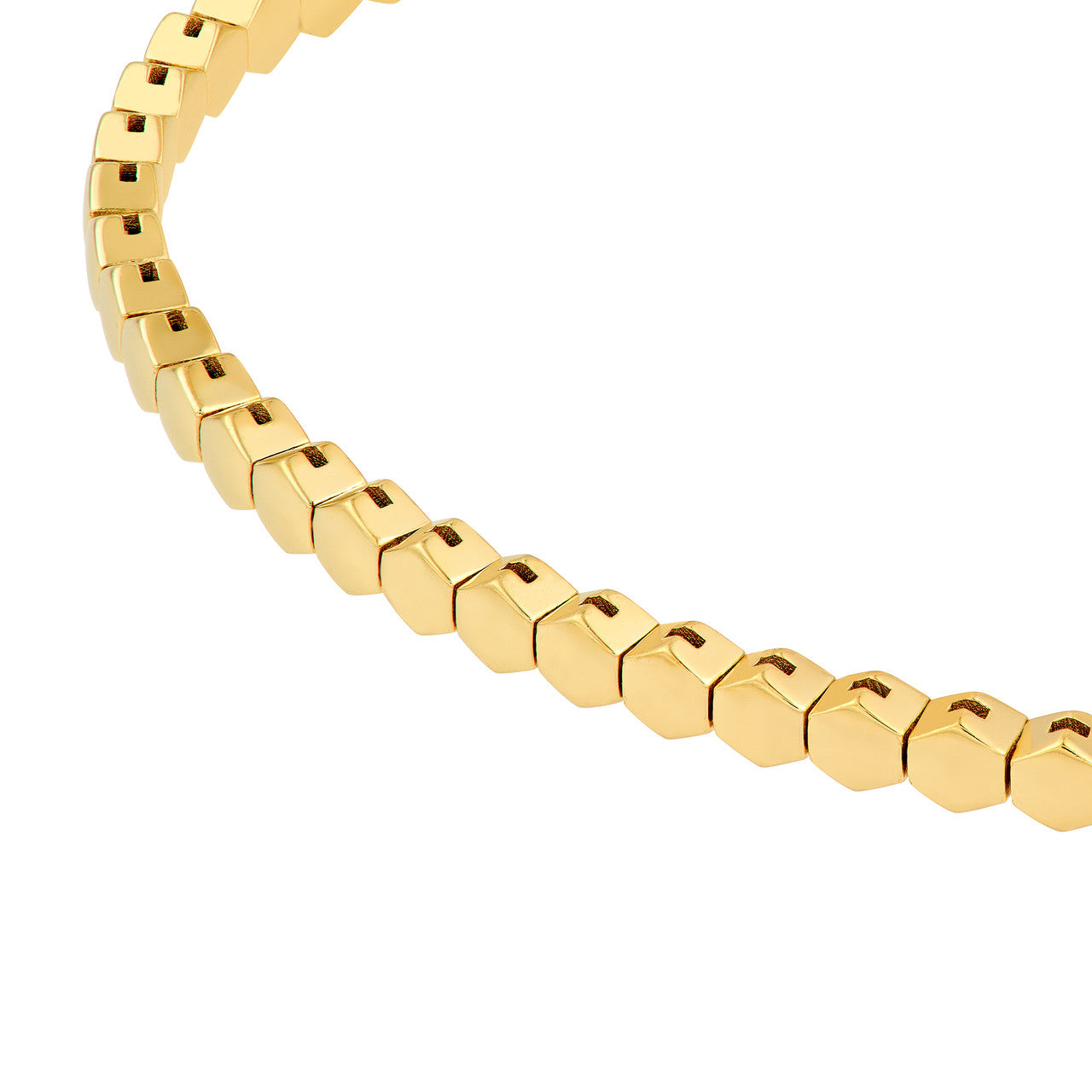 14K Yellow Gold Hexagonal Link Flexible Bracelet
