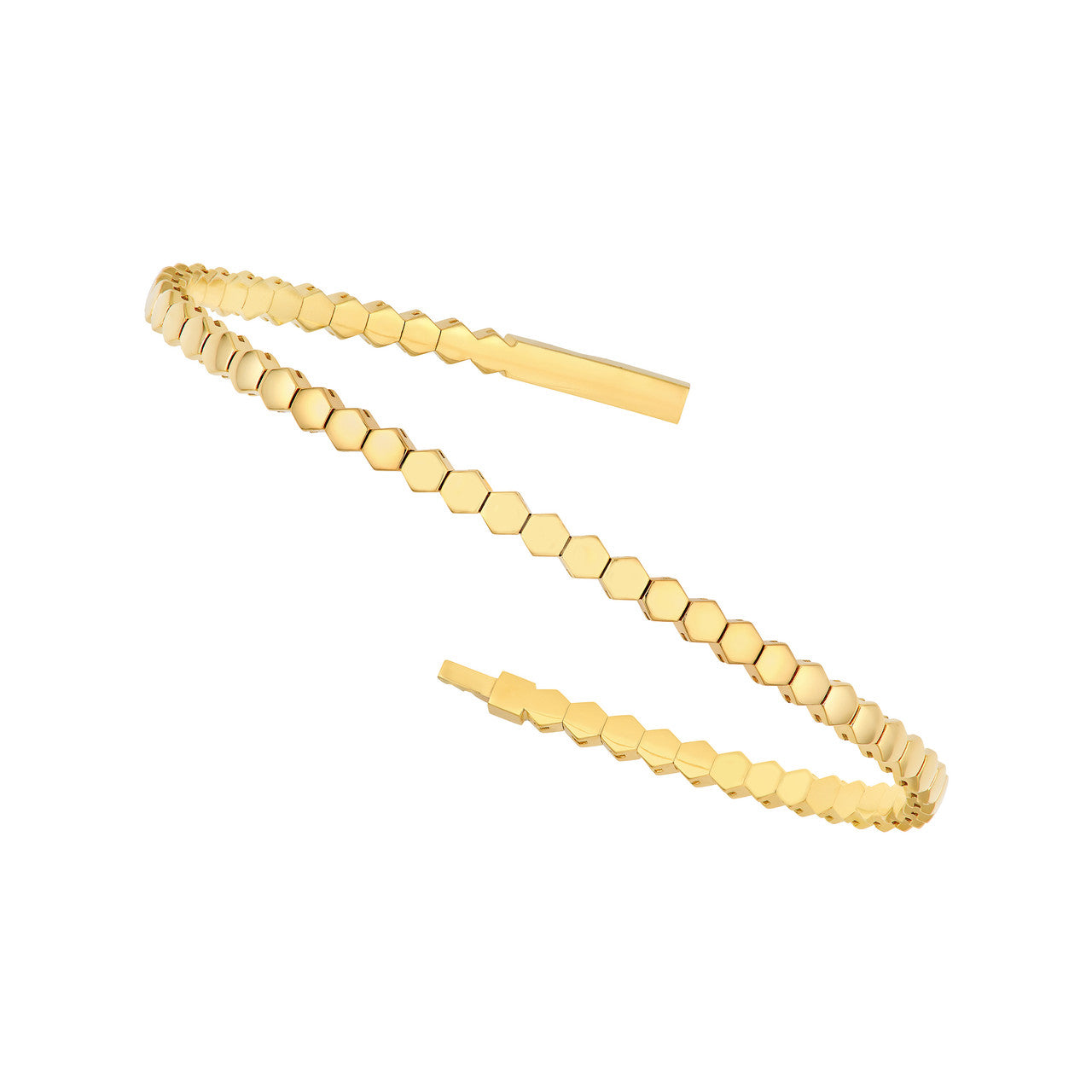 14K Yellow Gold Hexagonal Link Flexible Bracelet