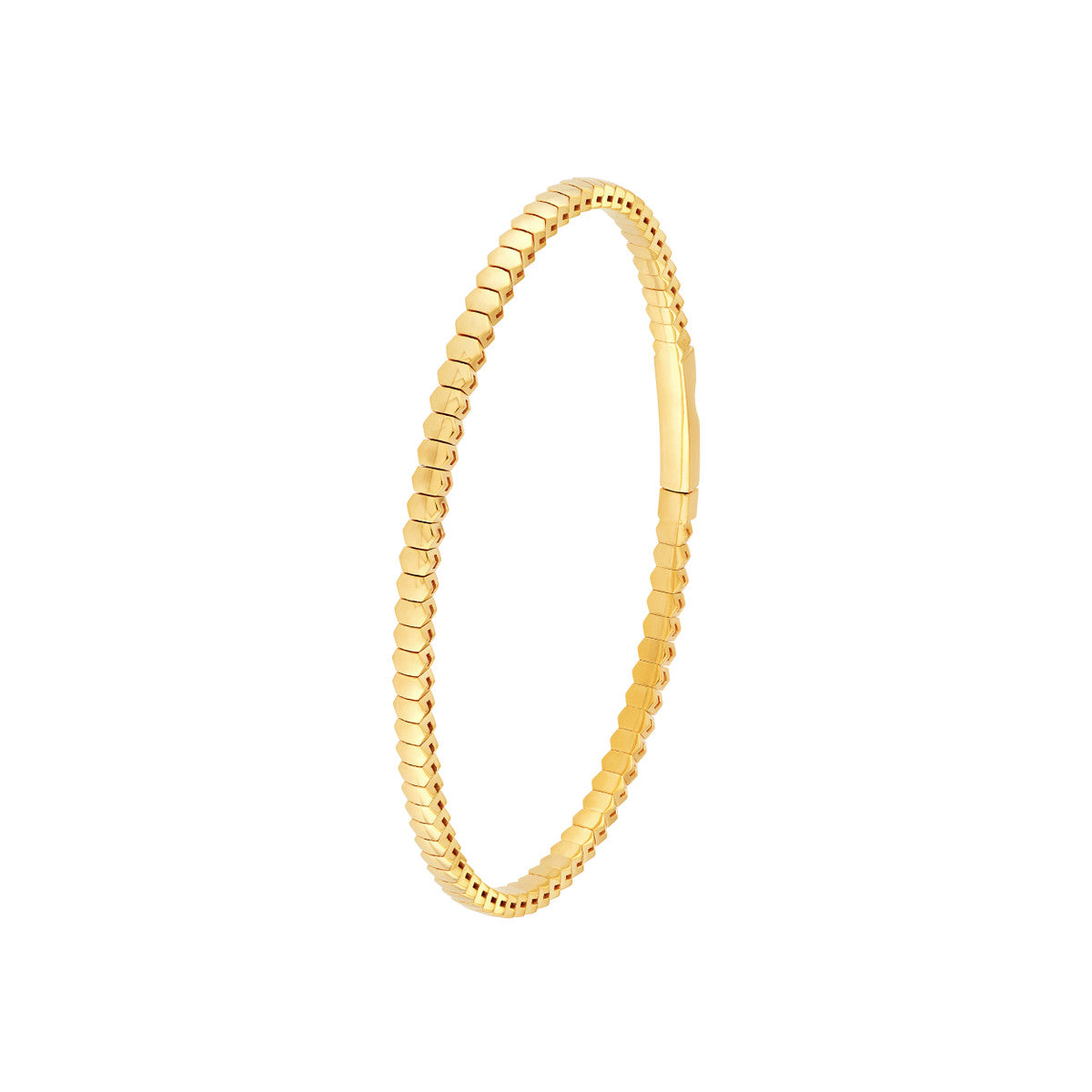 14K Yellow Gold 3.10mm Hexagonal Link Flexi Bracelet