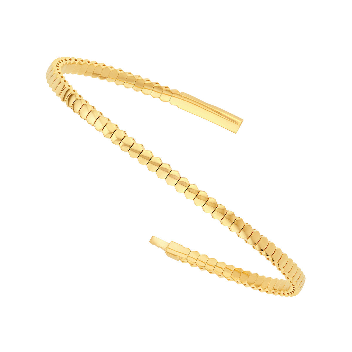 14K Yellow Gold 3.10mm Hexagonal Link Flexi Bracelet
