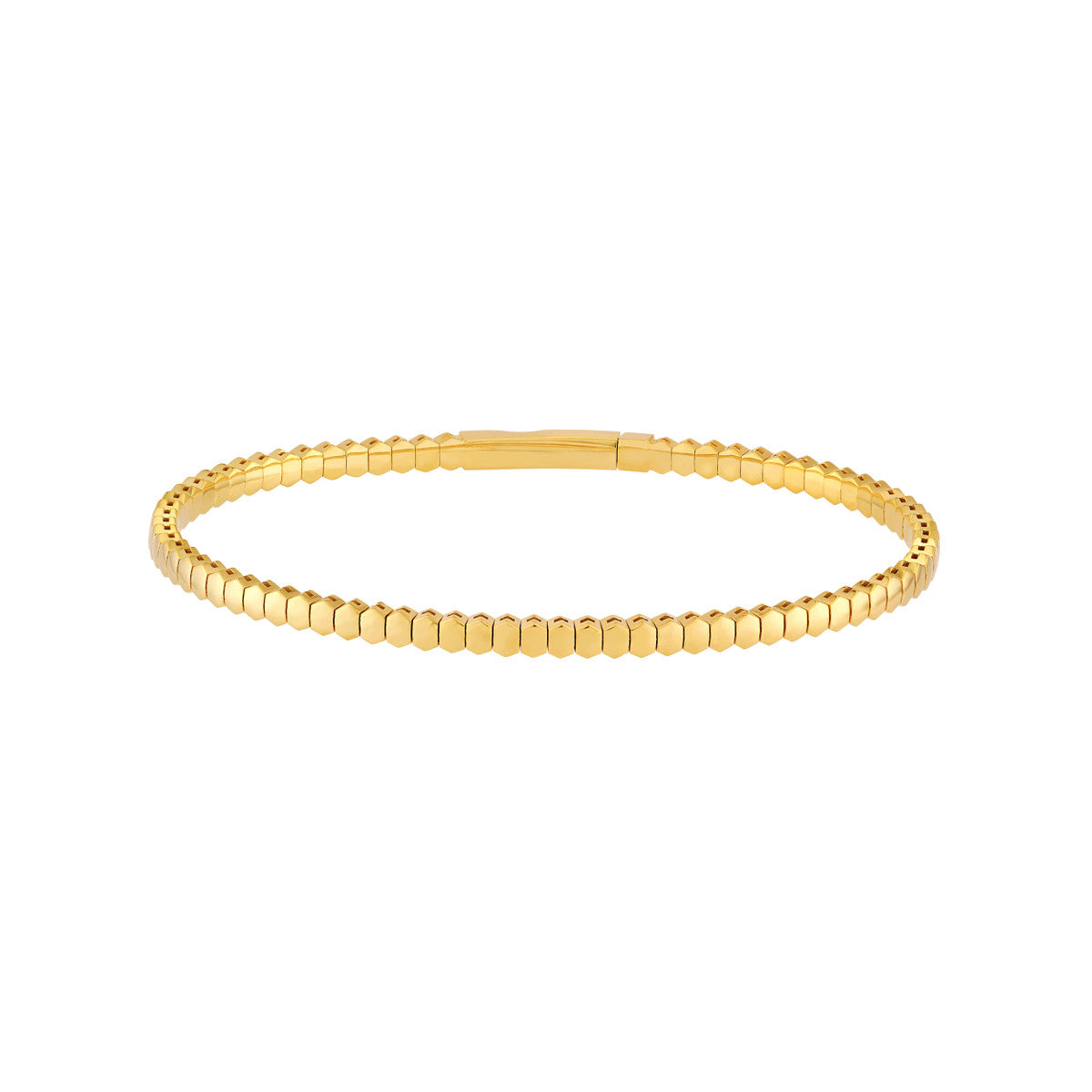 14K Yellow Gold 3.10mm Hexagonal Link Flexi Bracelet