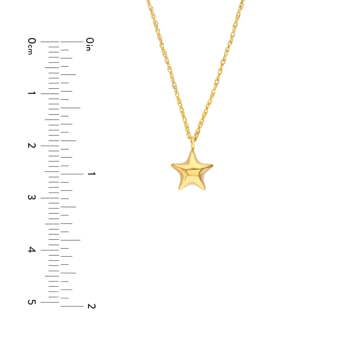 14K Yellow Gold Polished Star Pendant Necklace