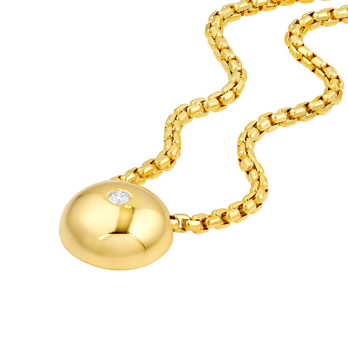 14K Yellow Gold 1/10tcw Diamond Bead Pendant Necklace
