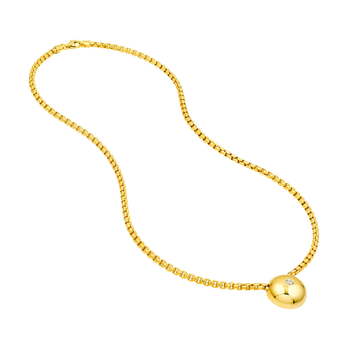 14K Yellow Gold 1/10tcw Diamond Bead Pendant Necklace