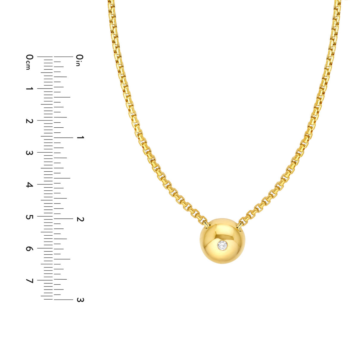 14K Yellow Gold 1/10tcw Diamond Bead Pendant Necklace
