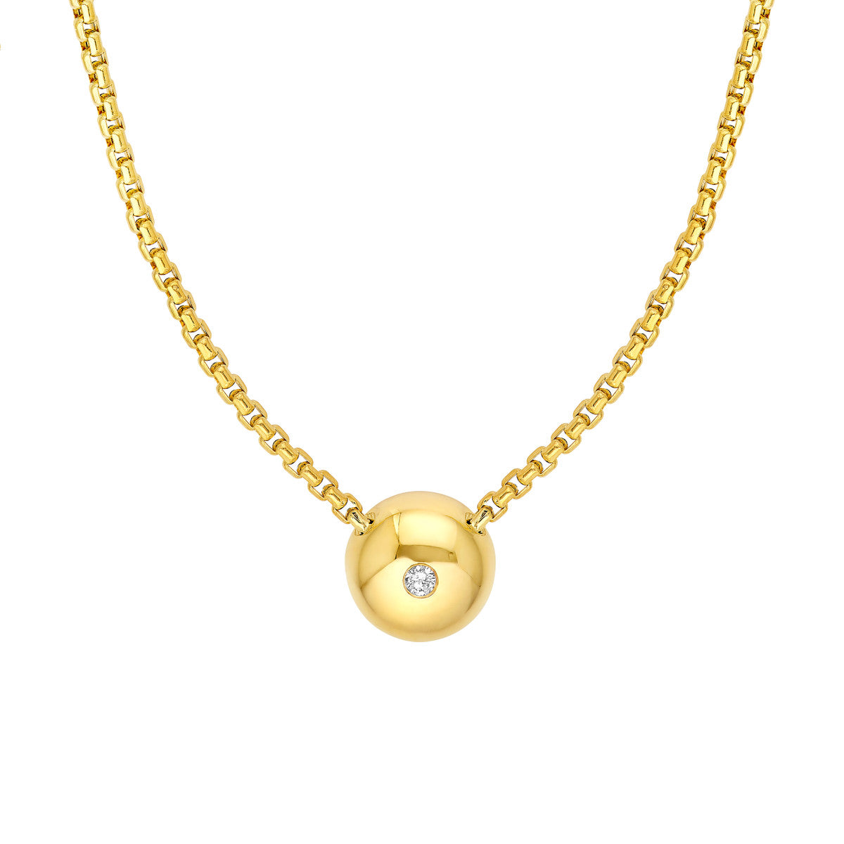 14K Yellow Gold 1/10tcw Diamond Bead Pendant Necklace