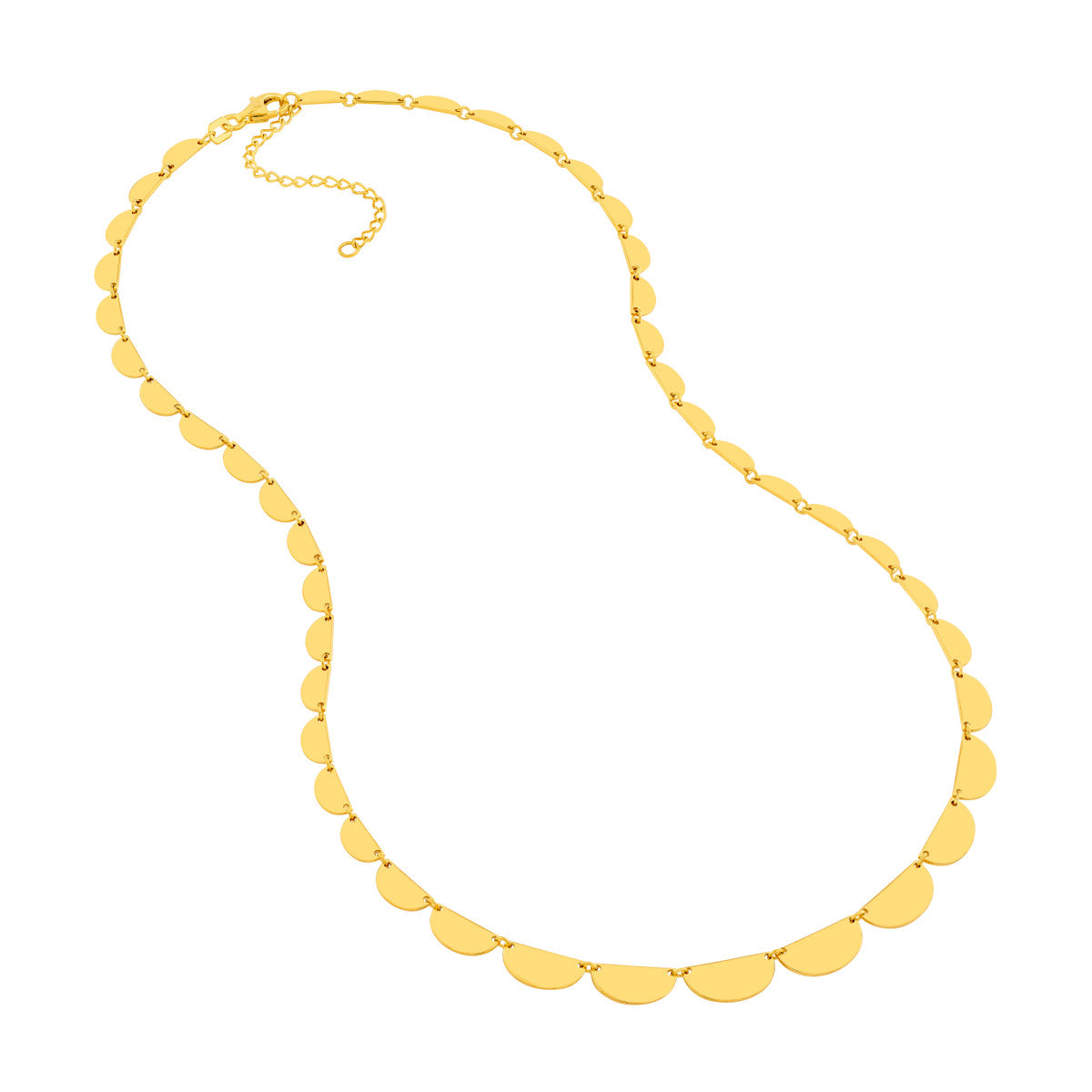 14K Yellow Gold Graduated Half Moon Link Necklace