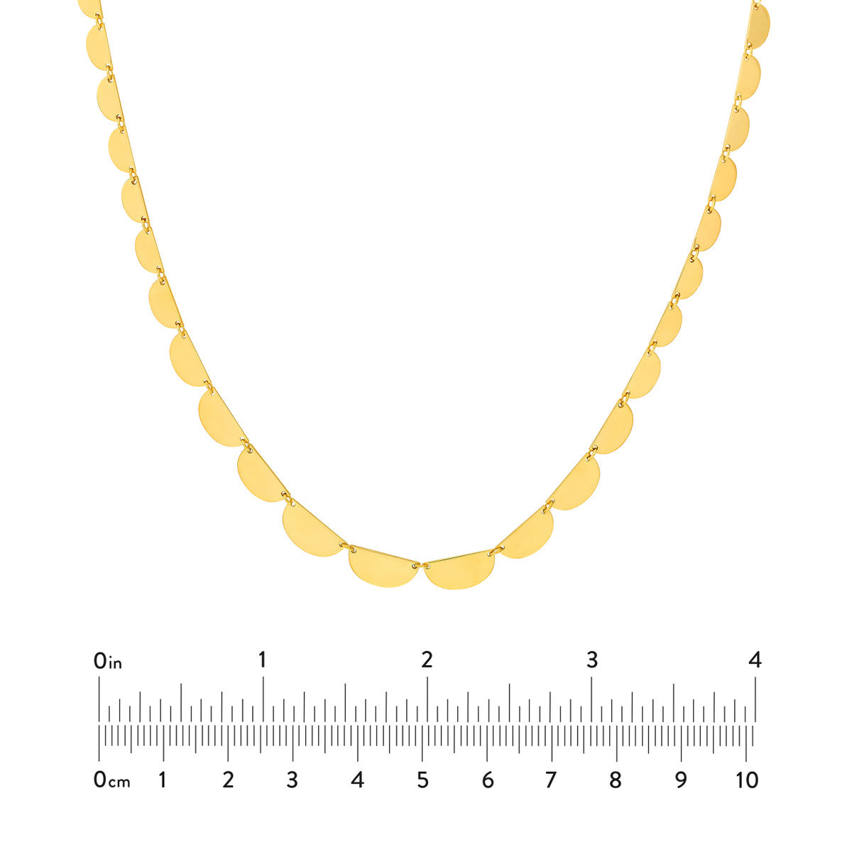14K Yellow Gold Graduated Half Moon Link Necklace