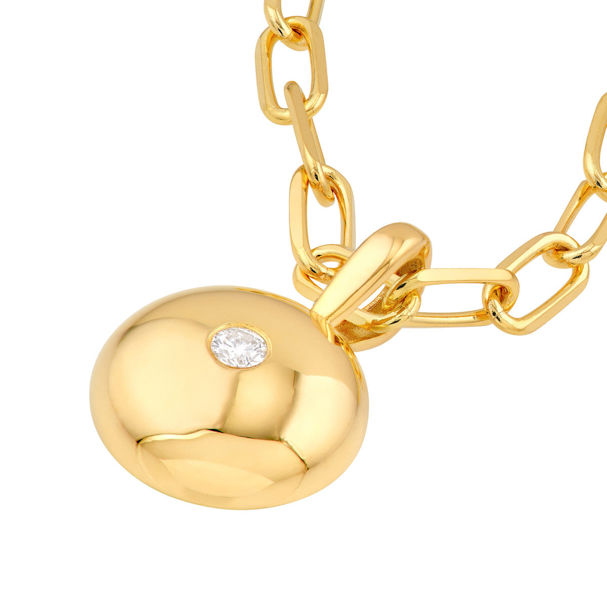 14K Yellow Gold Diamond Disc Pendant