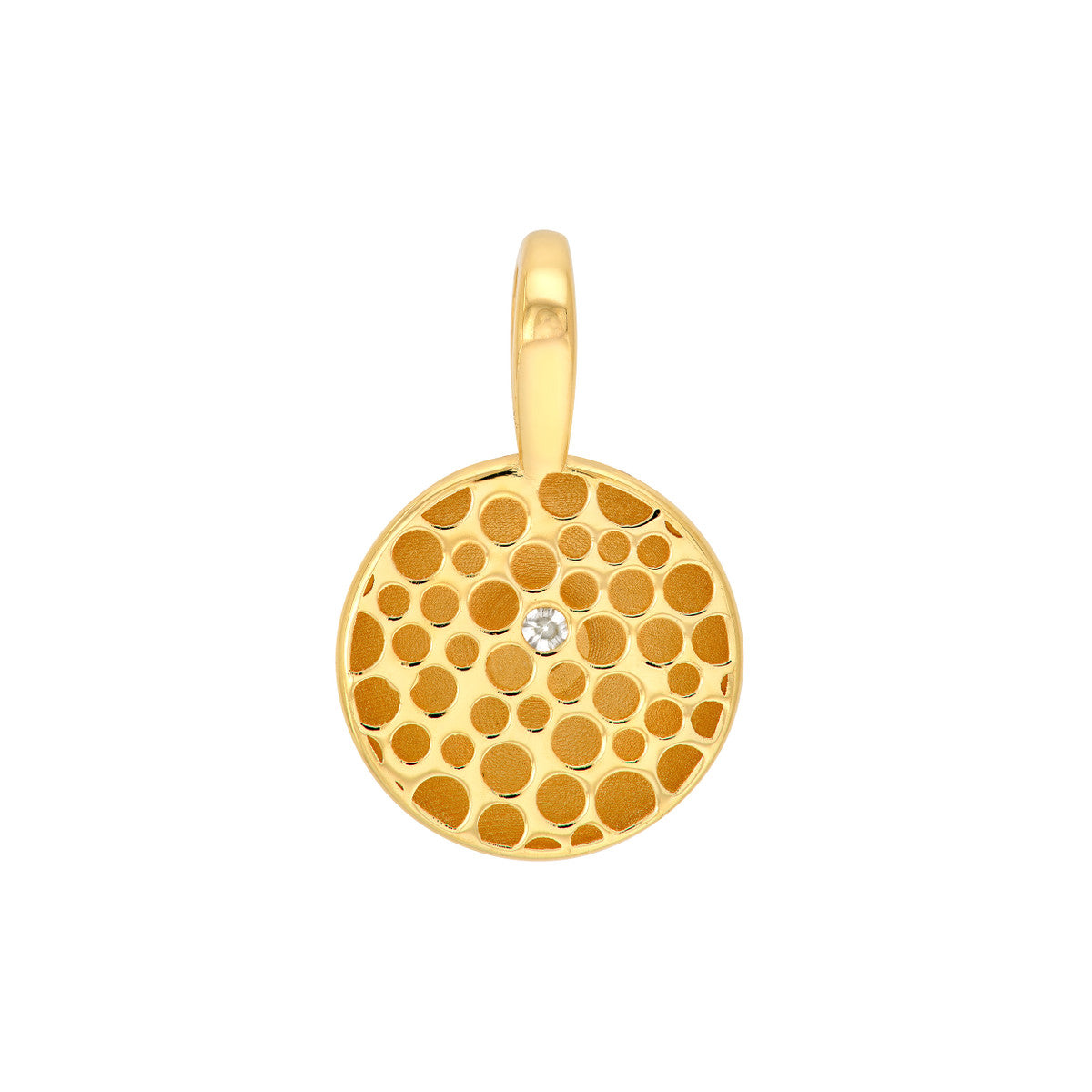 14K Yellow Gold Diamond Disc Pendant