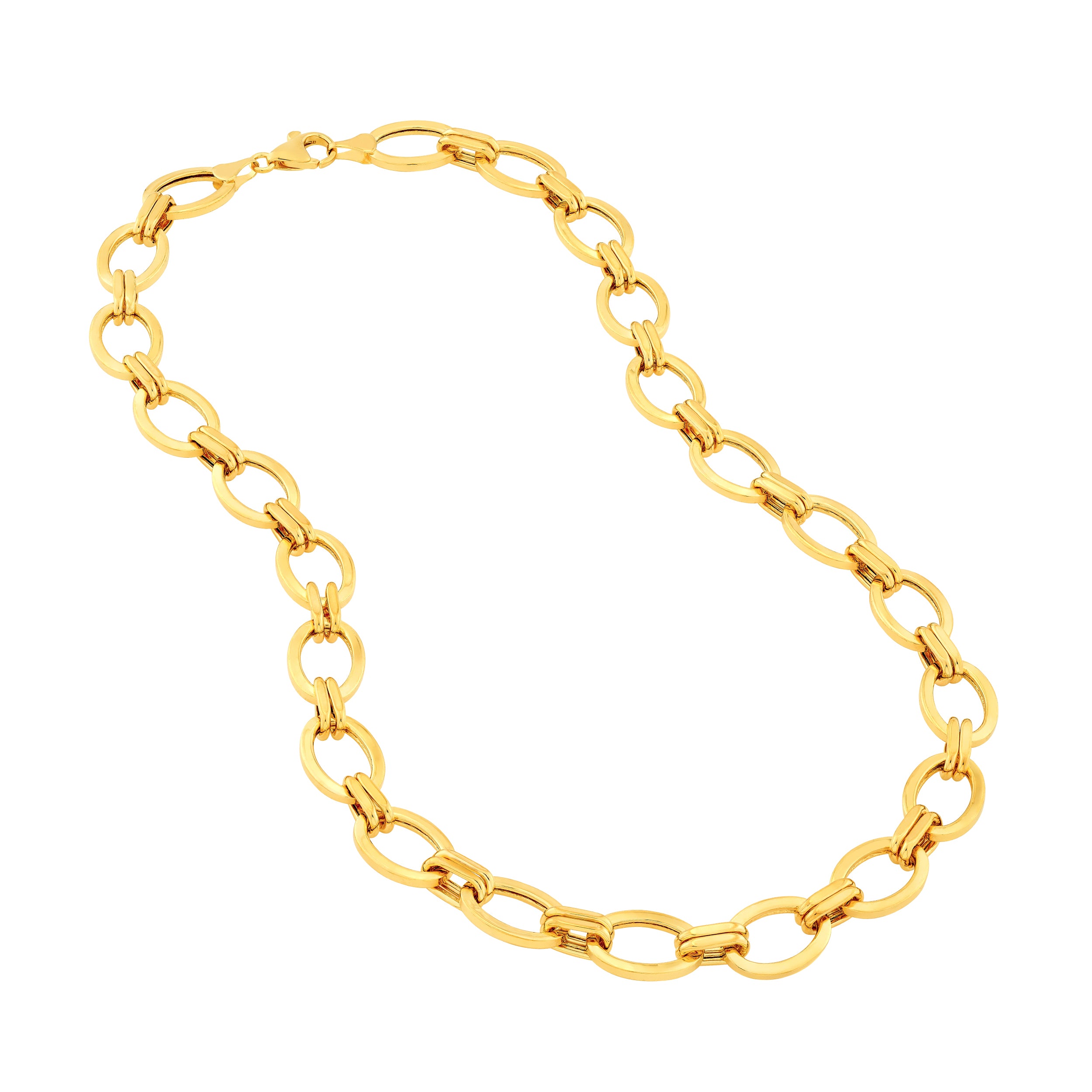 14K Yellow Gold Hollow Oval & Double Link Chain Birmingham Jewelry Chain Birmingham Jewelry 