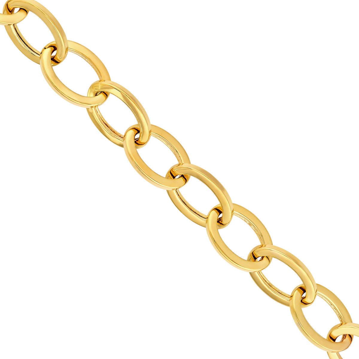 14K Yellow Gold Hollow Oval Link Bracelet