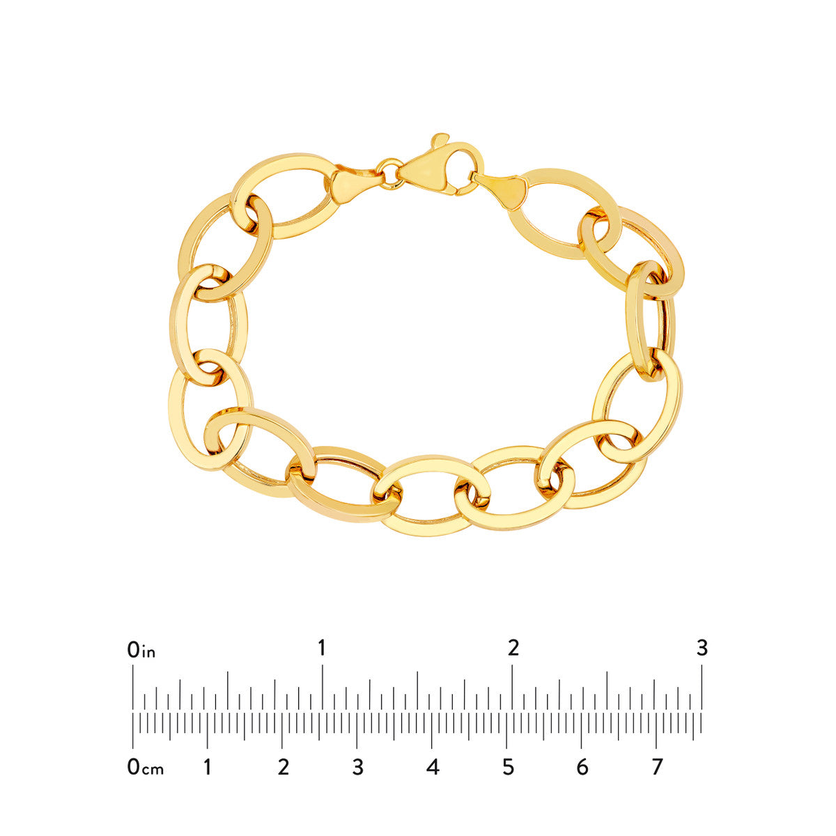 14K Yellow Gold Hollow Oval Link Bracelet