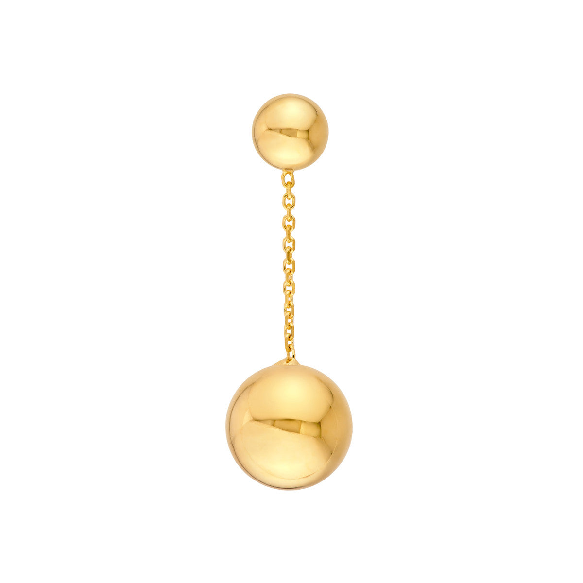 14K Yellow Gold Large Bead Cable Chain Dangle Earrings