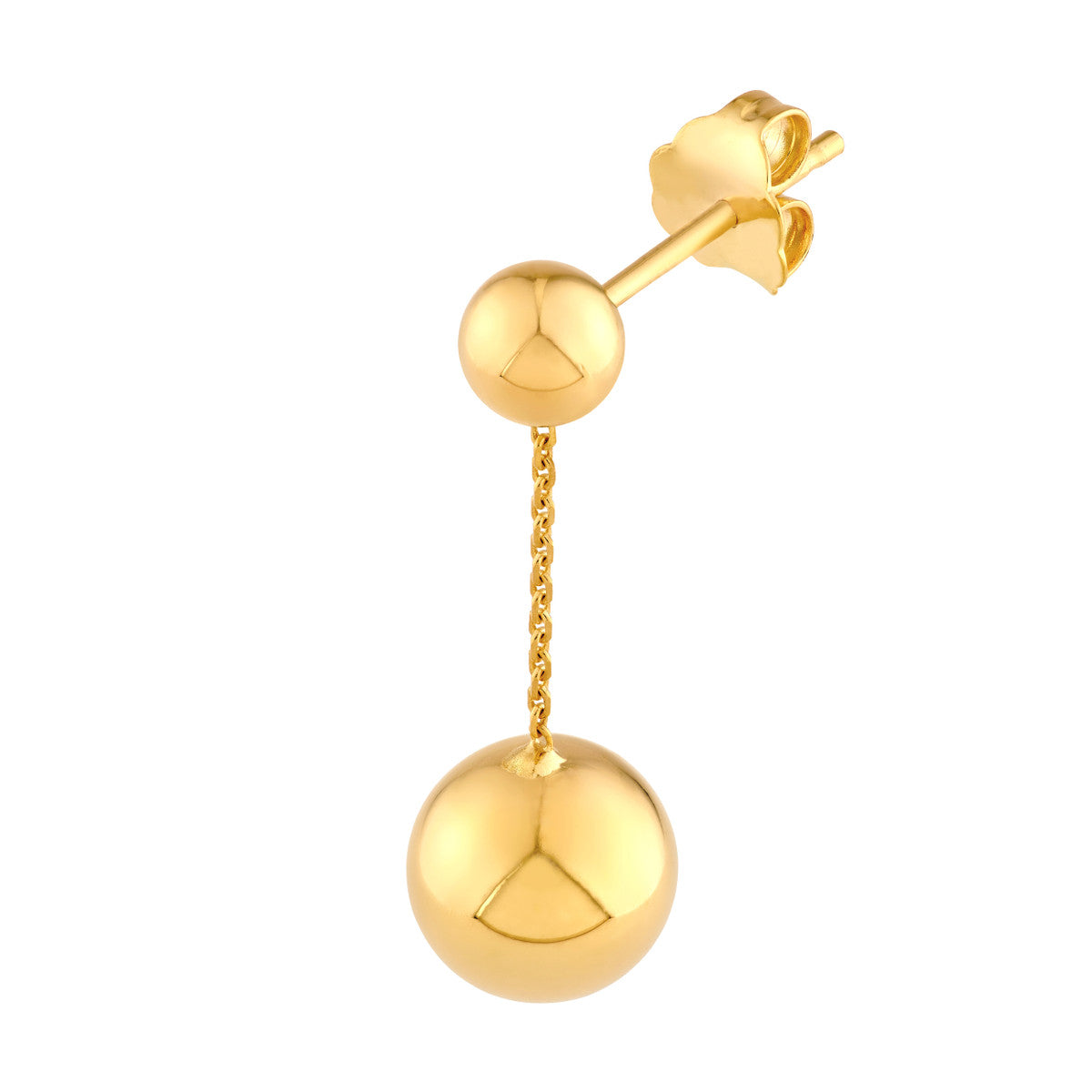 14K Yellow Gold Large Bead Cable Chain Dangle Earrings