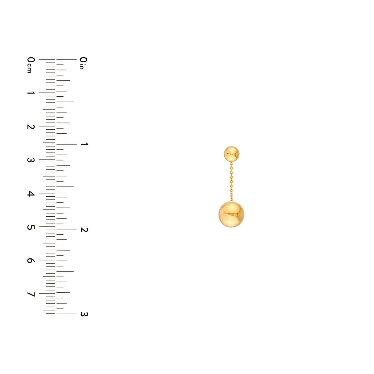 14K Yellow Gold Large Bead Cable Chain Dangle Earrings