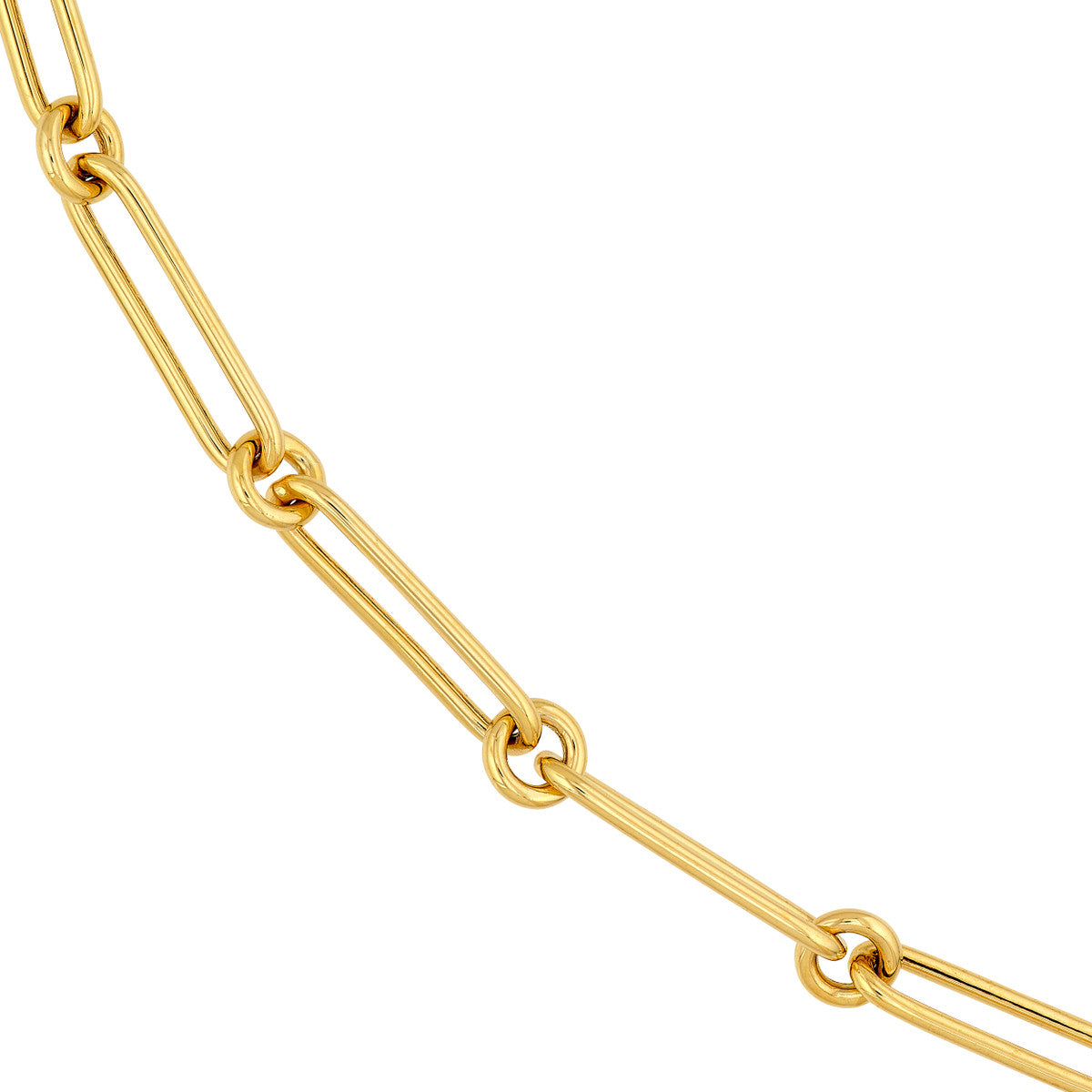 14K Yellow Gold Hollow Fancy Link 1+1 Chain