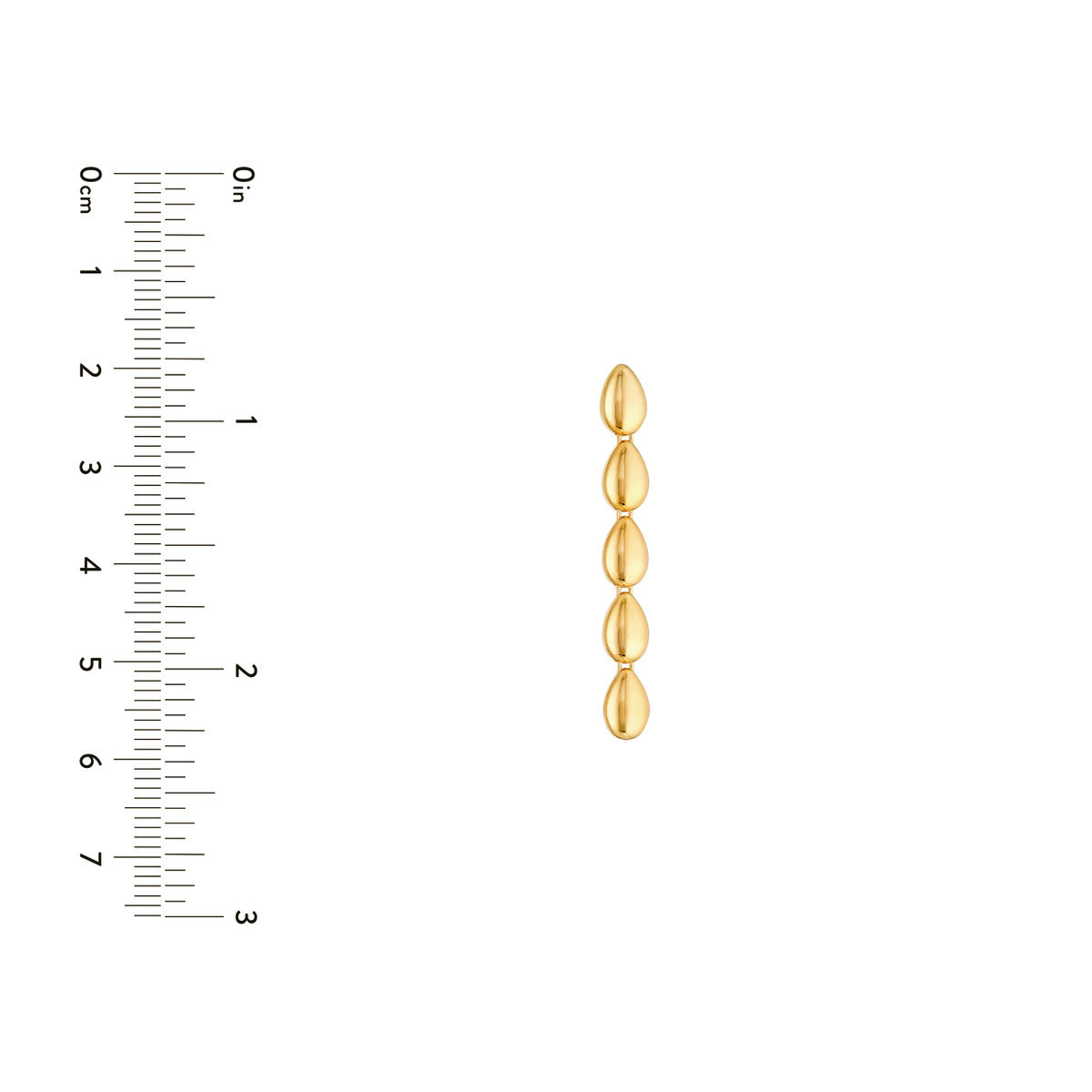 14K Yellow Gold 5 Teardrop Link Dangle Earrings