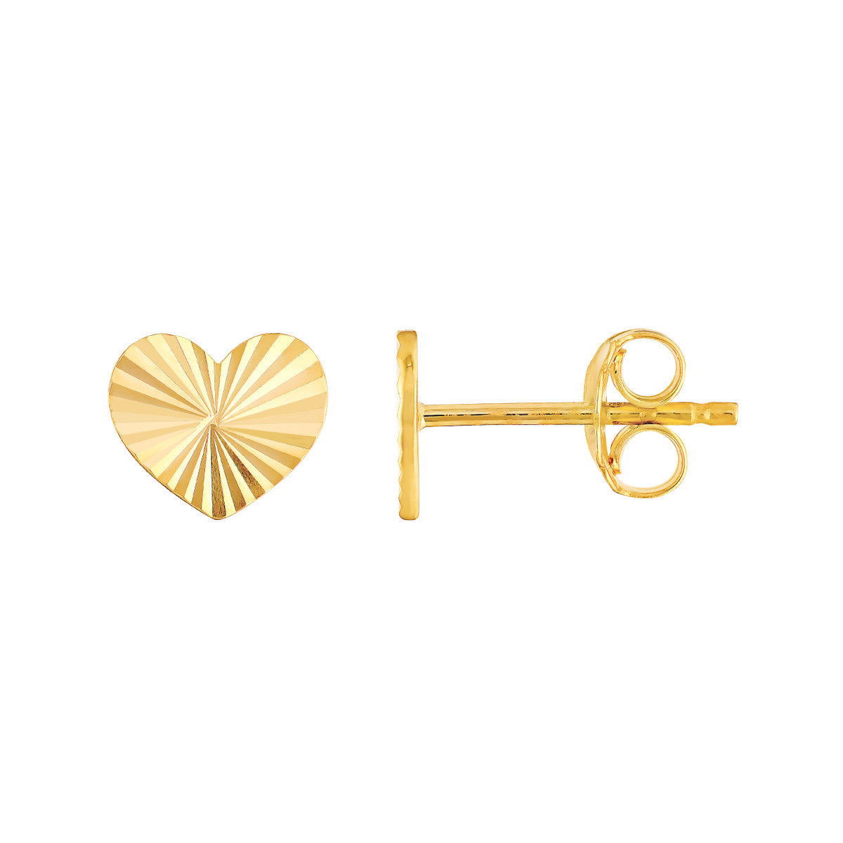 14K Yellow Gold Radiant Heart Stud Earrings