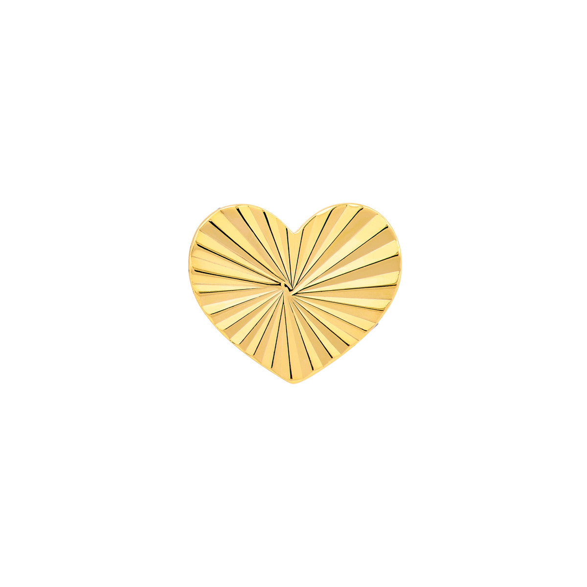 14K Yellow Gold Small Fluted Heart Stud Earrings