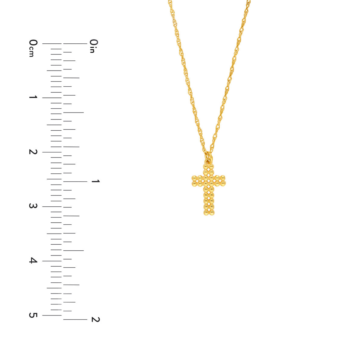 14K Yellow Gold Puffy Beaded Cross Necklace Birmingham Jewelry Necklace Birmingham Jewelry 