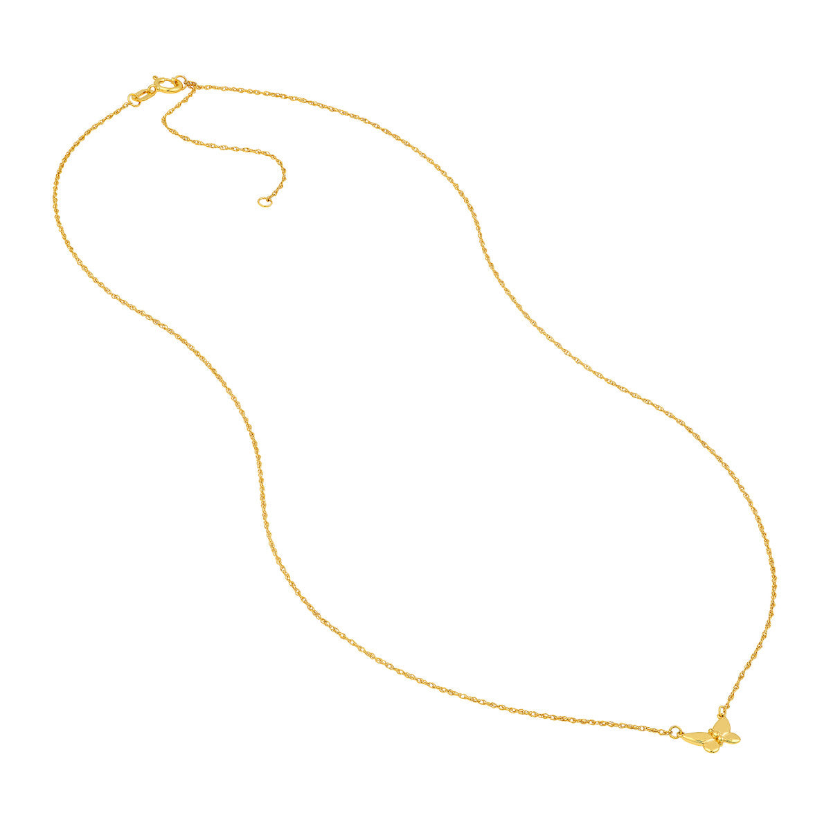 14K Yellow Gold Puffy Butterfuly Necklace
