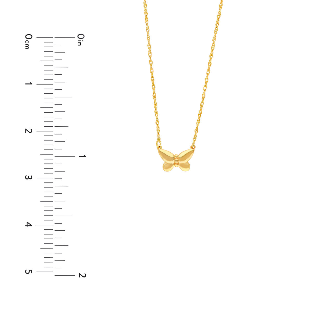 14K Yellow Gold Puffy Butterfuly Necklace