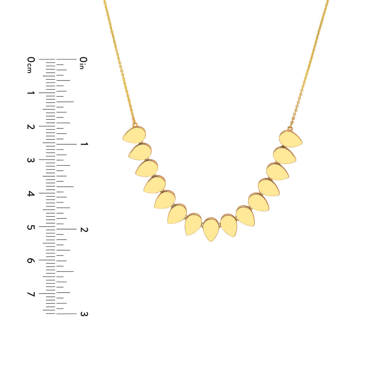 14K Yellow Gold Flat Teardrop Necklace