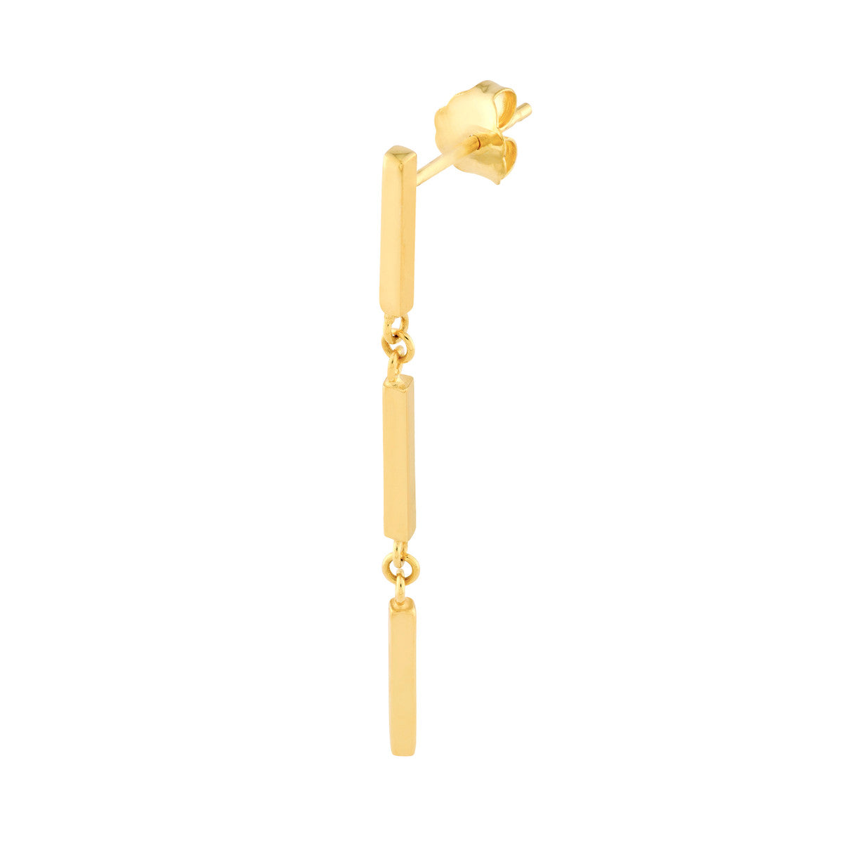 14K Yellow Gold Dangle Square Bar Earrings