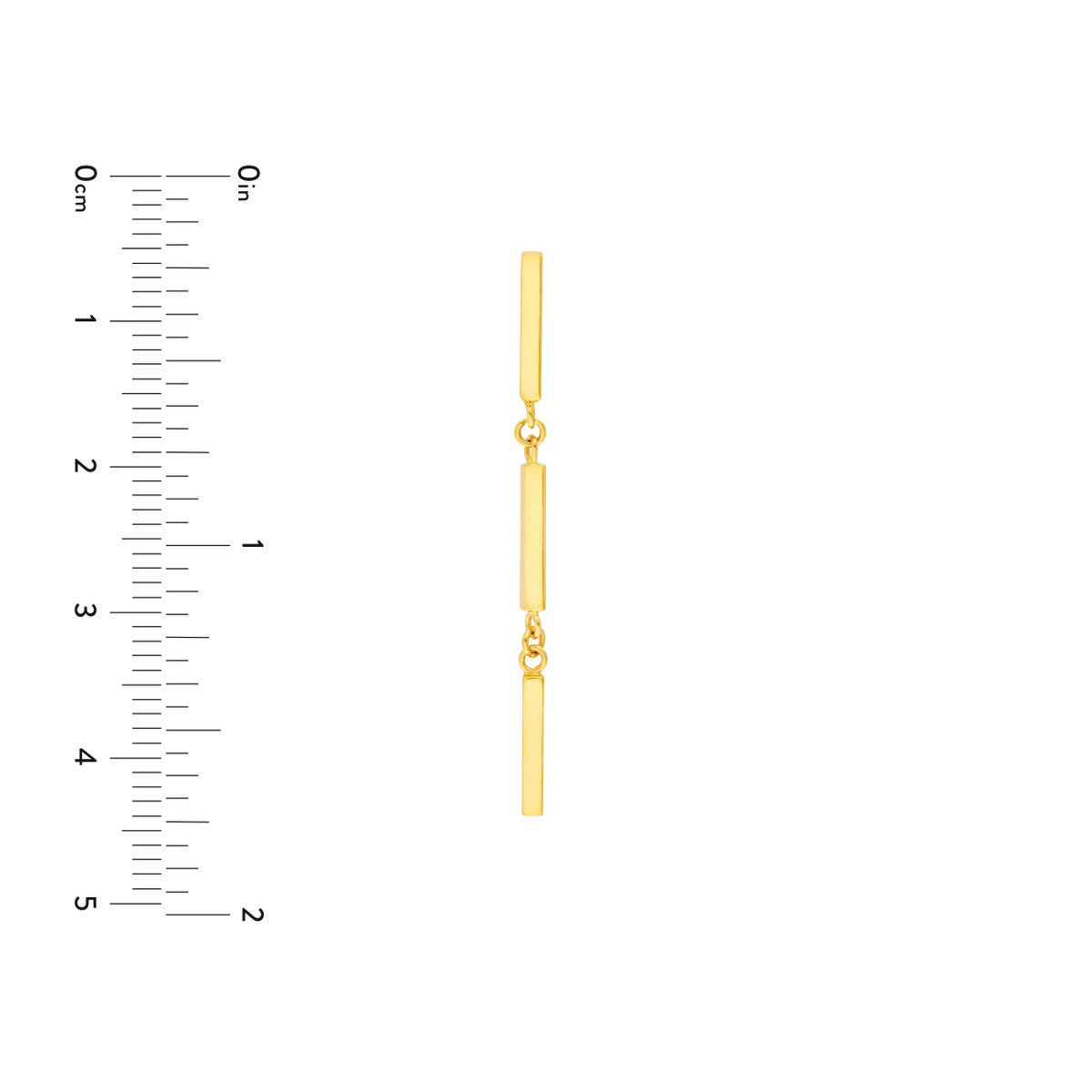 14K Yellow Gold Dangle Square Bar Earrings