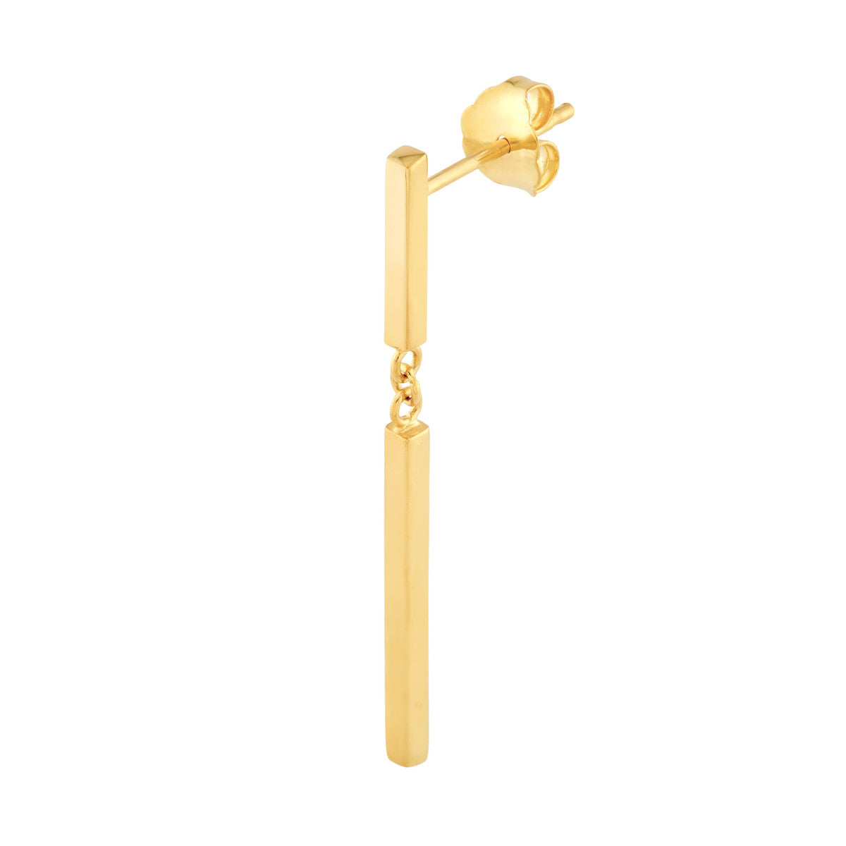 14K Yellow Gold Dangle 2 Bar Earrings