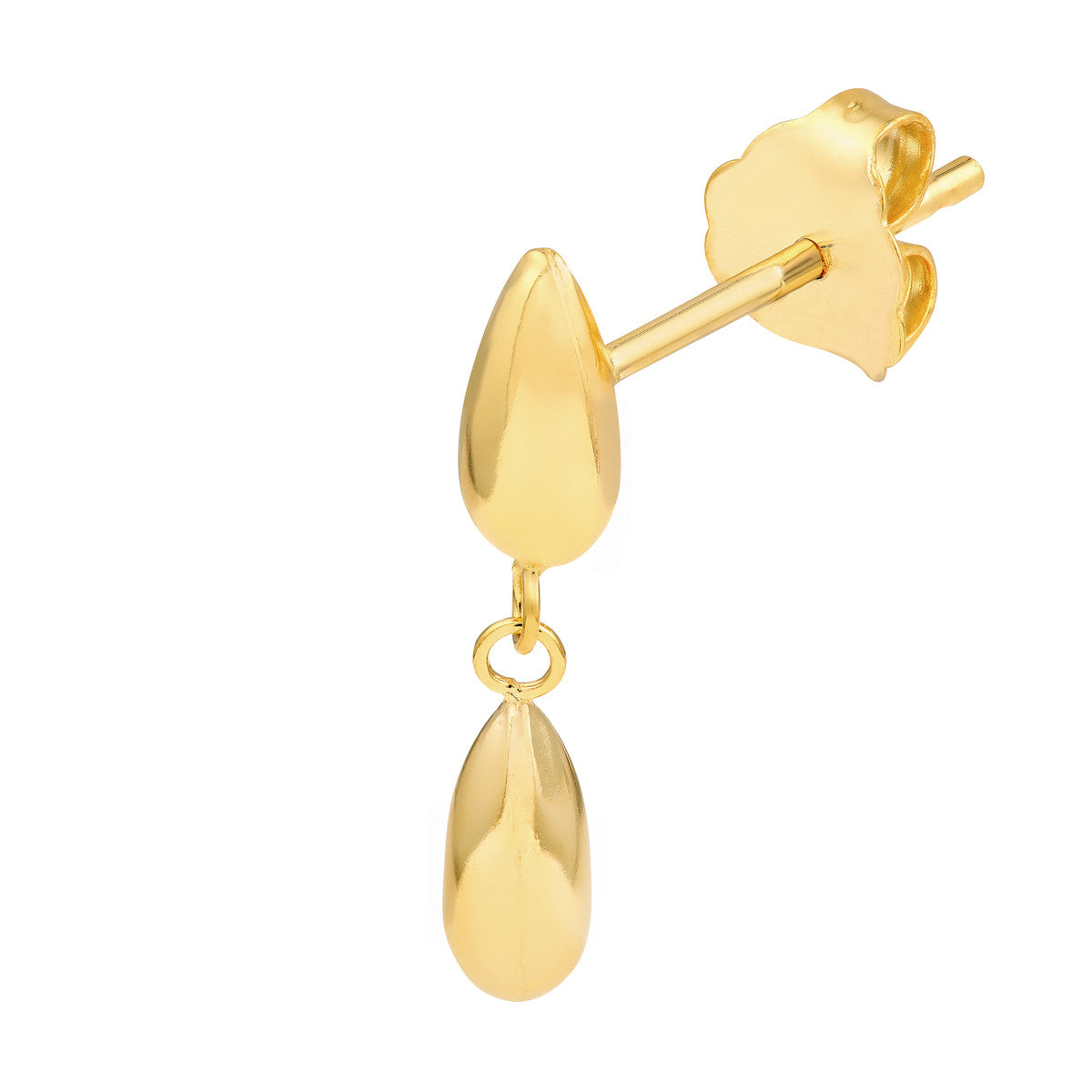 14K Yellow Gold Teardrop Small Dangle Earrings