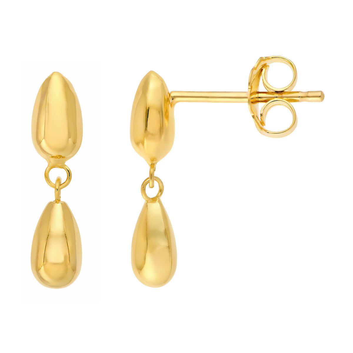 14K Yellow Gold Teardrop Small Dangle Earrings
