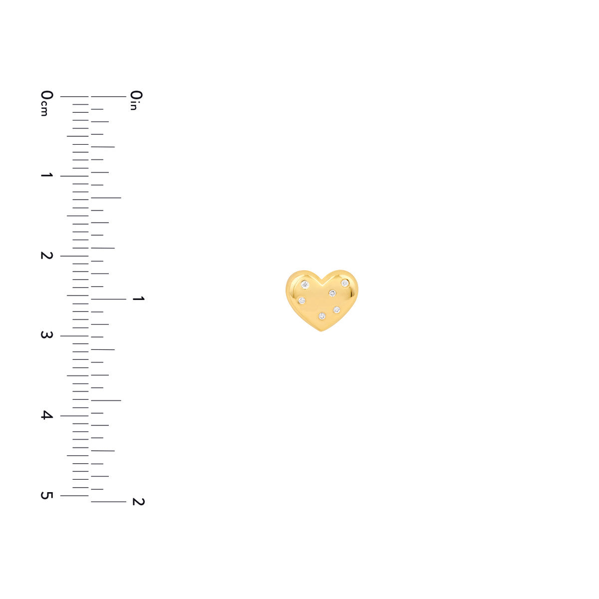 14K Yellow Gold 1/20tcw Diamond Puffy Heart Stud Earrings