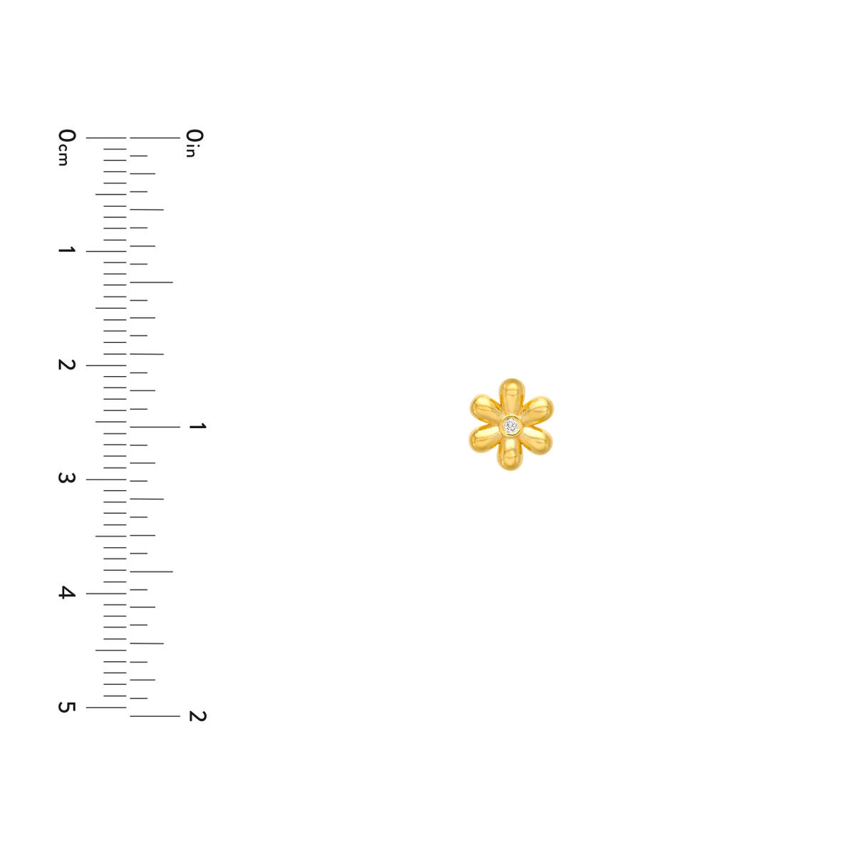 14K Yellow Gold Diamond Flower Stud Earrings