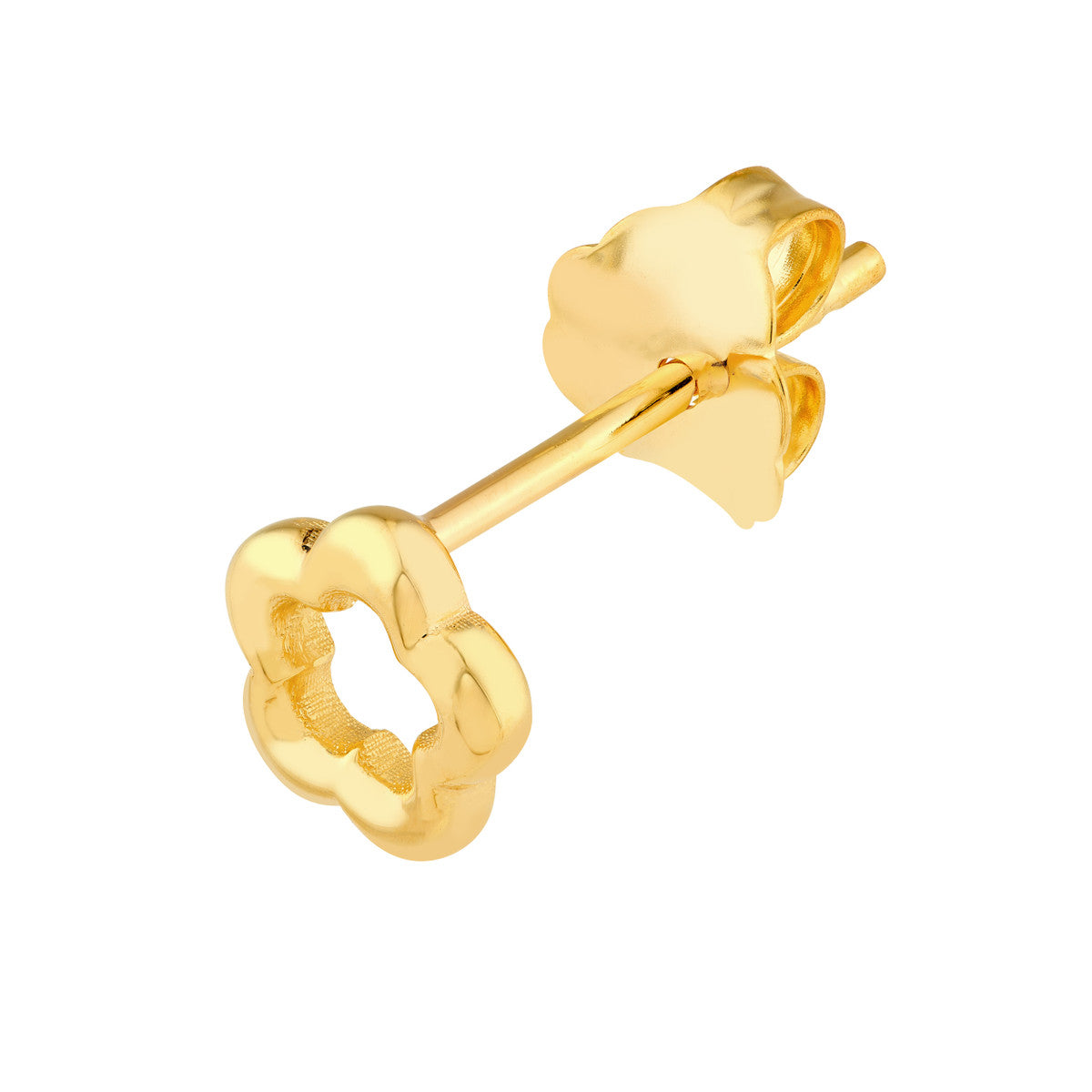14K Yellow Gold Open Flower Stud Earrings