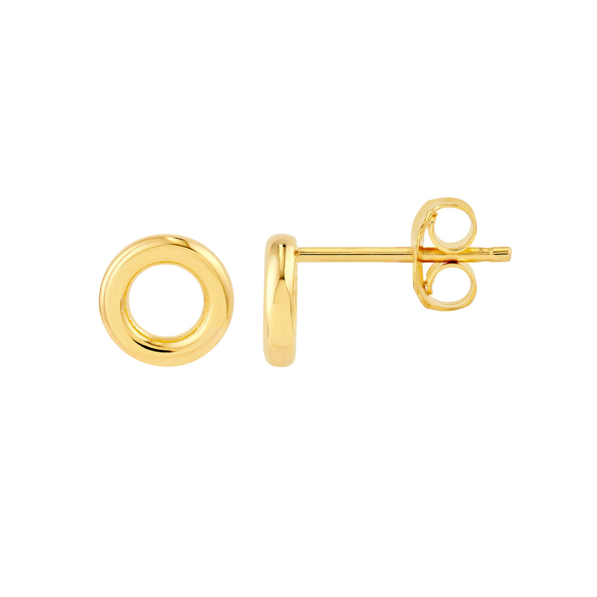 14K Yellow Gold Open Circle Stud Earrings