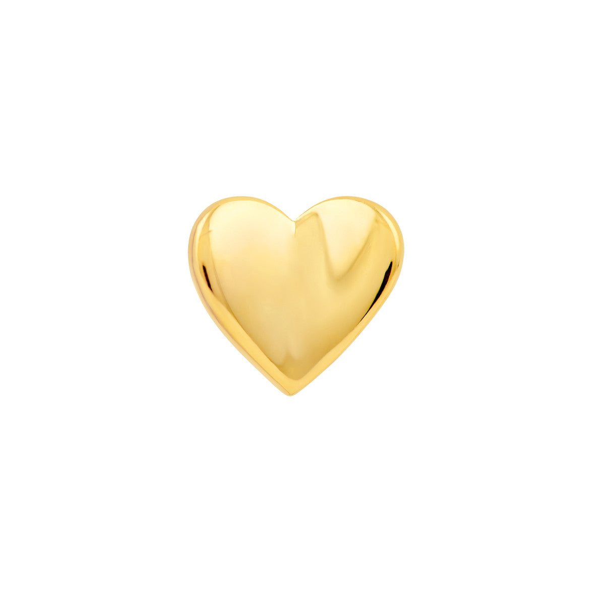 14K Yellow Gold 3D Puff Folded Heart Stud Earrings