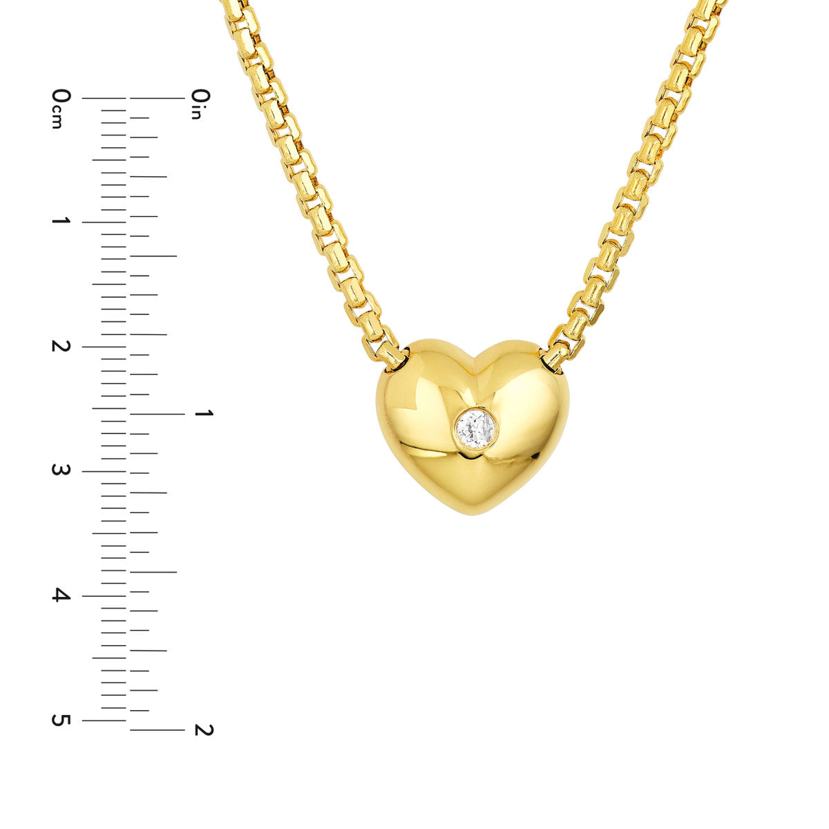 14K Yellow Gold 1/10tcw Diamond Heart Pendant Necklace