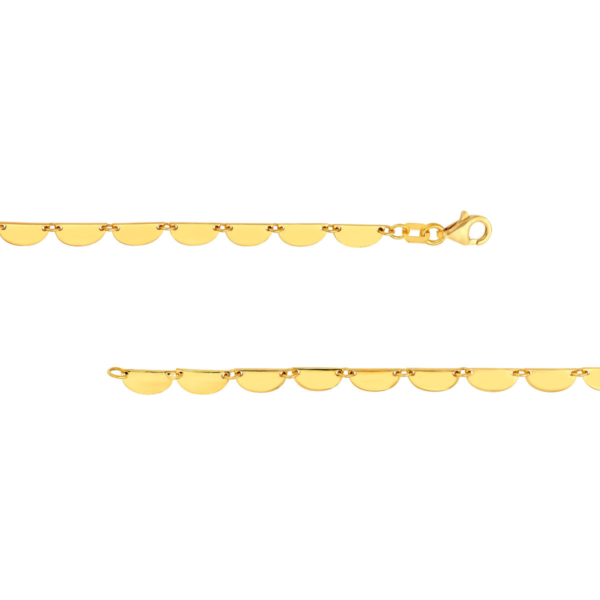 14K Yellow Gold Half Moon Link Bracelet