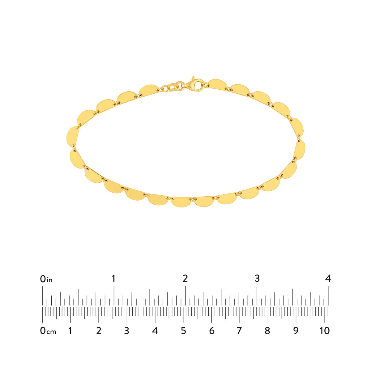 14K Yellow Gold Half Moon Link Bracelet