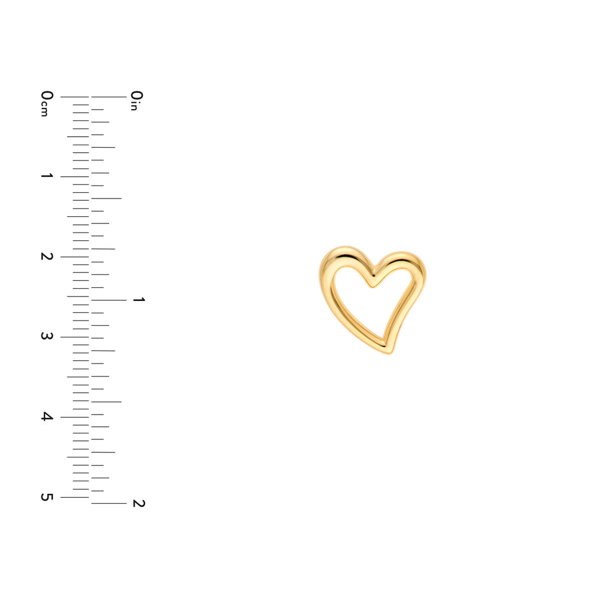 14K Yellow Gold 3D Open Wavy Heart Stud Earrings