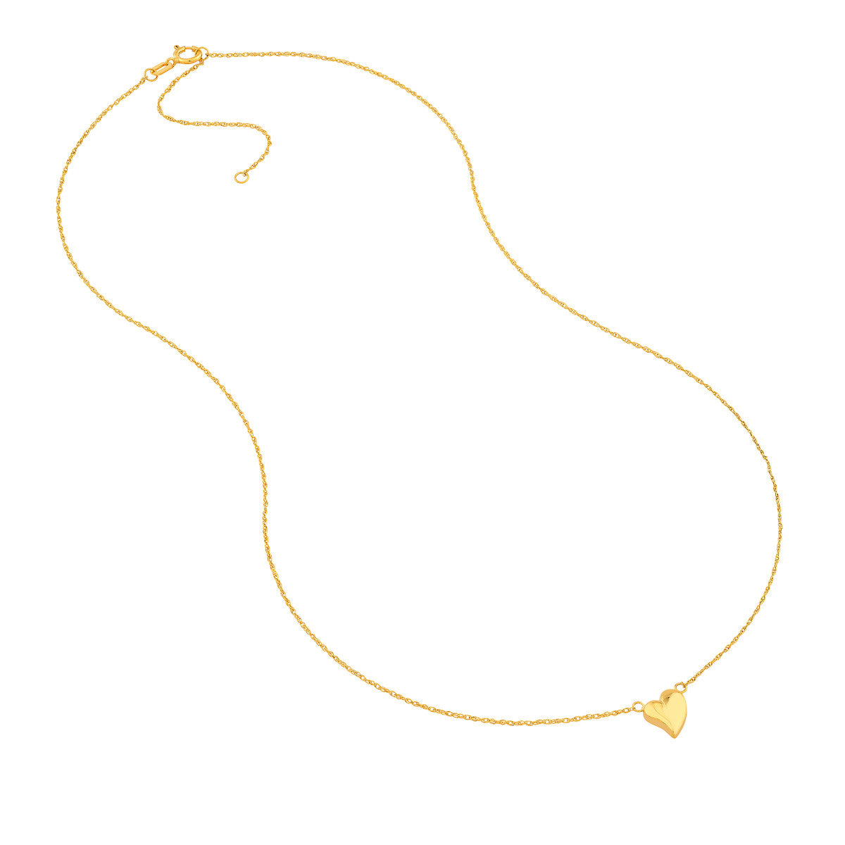 14K Yellow Gold Wavy Puff Heart Rope Necklace Birmingham Jewelry Necklace Birmingham Jewelry 