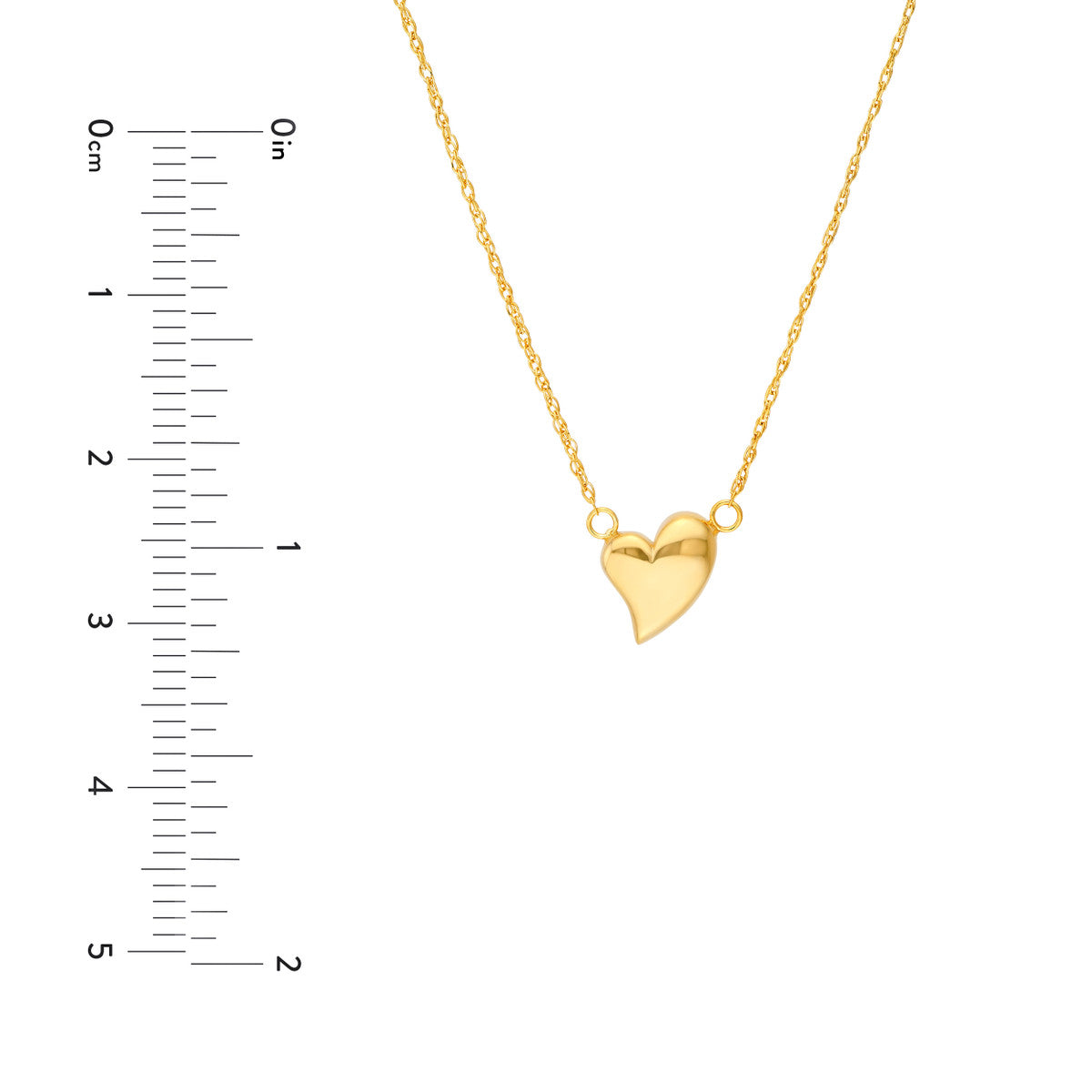 14K Yellow Gold Wavy Puff Heart Rope Necklace Birmingham Jewelry Necklace Birmingham Jewelry 