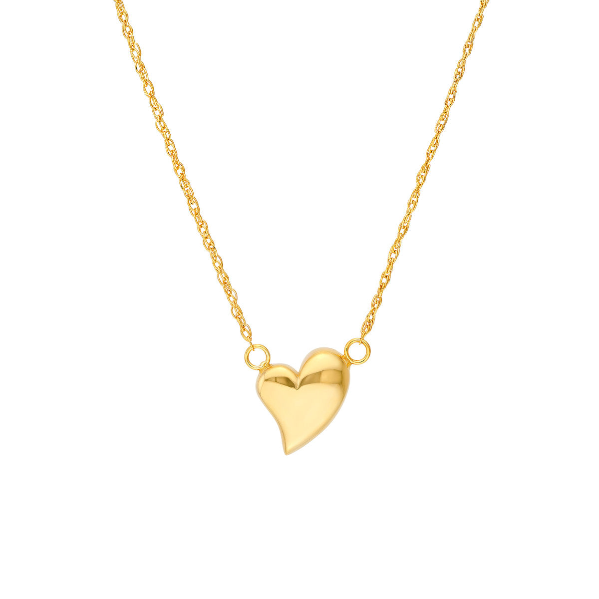 14K Yellow Gold Wavy Puff Heart Rope Necklace Birmingham Jewelry Necklace Birmingham Jewelry 